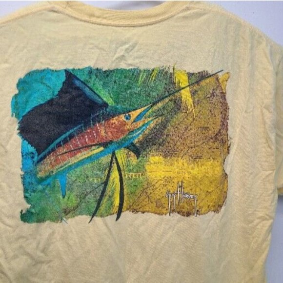 Guy Harvey T Shirt Mens Size XL Yellow Marlin Graphic Casual Short Sleeve - Picture 2 of 5